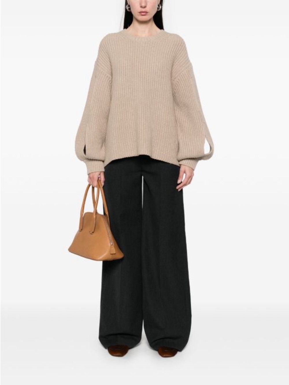 Nanushka Cut-Out Detail Beige Sweater